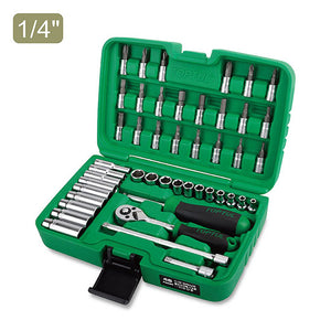 TOPTUL 46PCS Professional Grade 1/4" DR. Flank Socket Set